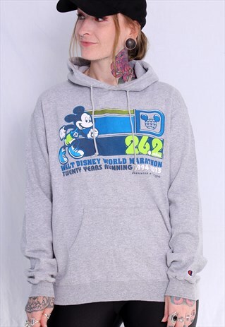 GREY VINTAGE CHAMPION X MICKEY MOUSE HOODIE