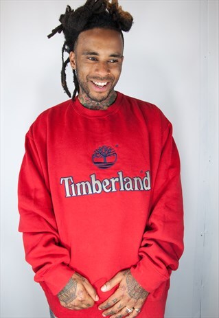 TIMBERLAND RED EMBROIDED VINTAGE SWEATSHIRT