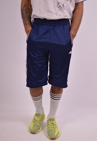 ADIDAS MENS VINTAGE SHORTS XS NAVY BLUE 90S