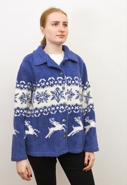 Vintage Winter Sherpa Pile Fleece Cardigan Warm Sweatshirt