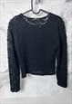 90S BLACK LACE SHEER TOP / BLOUSE - SMALL