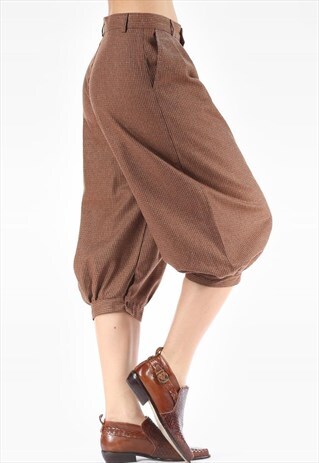 VINTAGE CAPRIS PANTS HOUNDSTOOTH WIOOL