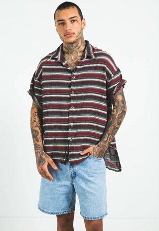 VINTAGE 80S CRAZY PATTERN FESTIVAL SHORT SLEEVE SHIRT/S5052