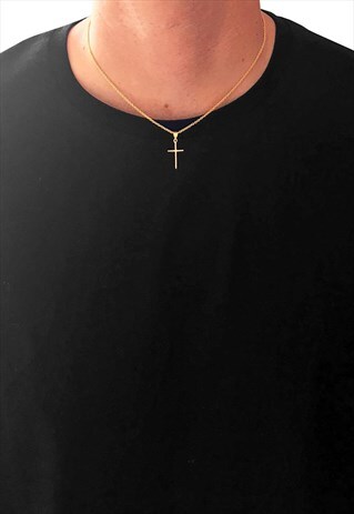 54 FLORAL 18" CROSS PENDANT NECKLACE CHAIN - GOLD