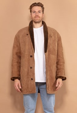 Vintage 70's Men Shearling Coat in Brown