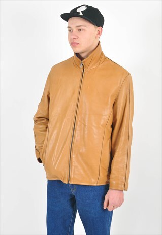 VINTAGE REAL LETAHER JACKET IN BROWN