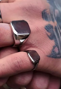 54 Floral Essential Square Face Signet Ring - Silver 