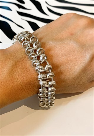 1990S MULTI LOOP SILVER CHAIN BRACELET