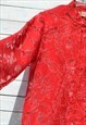 VINTAGE RED/WHITE FLORAL JACQUARD LINEN BLEND JACKET