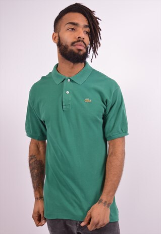 LACOSTE MENS VINTAGE POLO SHIRT MEDIUM GREEN 90S
