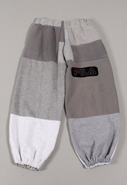 Reworked Vintage Fila Patchwork Joggers in Grey Small
