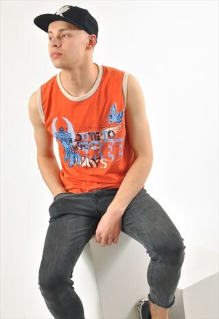 VINTAGE SLEEVELESS ROUND NECK GRAPHIC PRINT