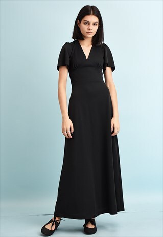 70'S RETRO MOD MAXI ELEGANT SMOCK DRESS