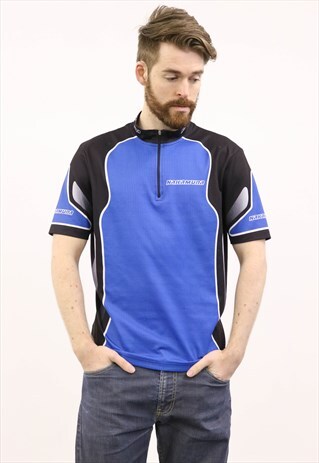 VINTAGE 1980S BLUE AND BLACK SPORTS T-SHIRT