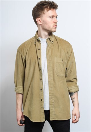 VINTAGE CORDUROY CORD SHIRT BROWN