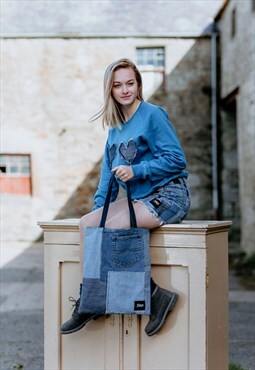 Just Harry Tote Bag In Patchwork Denim