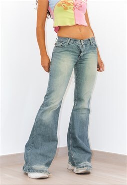 Vintage Y2k Stonewash Low Rise Flared Jeans