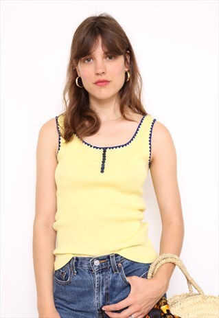 VINTAGE 70S YELLOW STRETCH T-SHIRT TOP