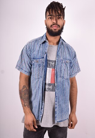 MENS VINTAGE SHIRT MEDIUM BLUE 90'S
