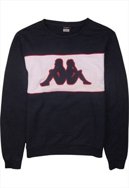 Vintage 90's Kappa Sweatshirt Spellout Crew Neck Navy Blue