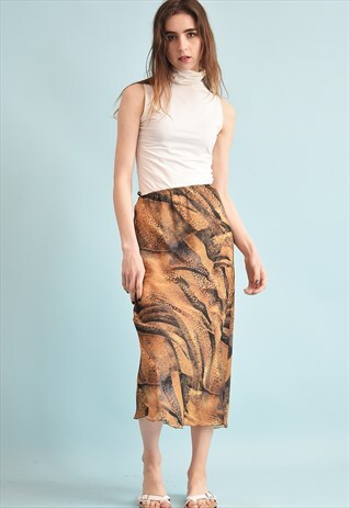 90'S RETRO KITSCH ABSTRACT PRINT MAXI SKIRT