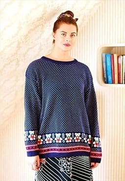 Navy blue knitted vintage christmas jumper