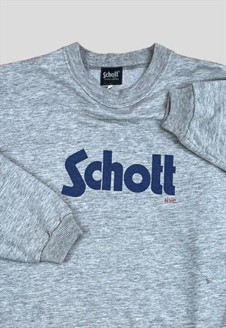 SCHOTT SWEATSHIRT VINTAGE 90S GREY WITH SCREEN PRINTED