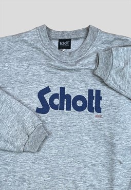 Schott sweatshirt Vintage 90s Grey with screen printed 