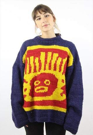 VINTAGE FUNKY GRAPHIC OVERSIZED WOOLEN JUMPER