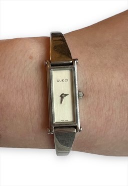 Vintage Gucci watch horsebit bracelet silver tone minimalist