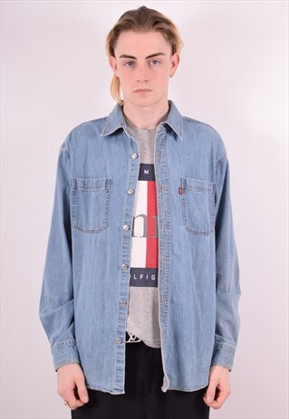 LEVI'S MENS VINTAGE DENIM SHIRT MEDIUM BLUE 90S