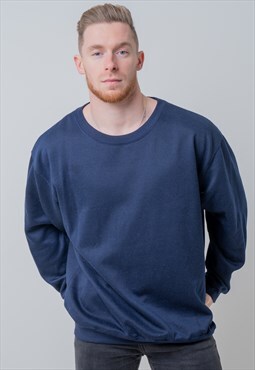 Vintage Simple Sweatshirt Blue XXL