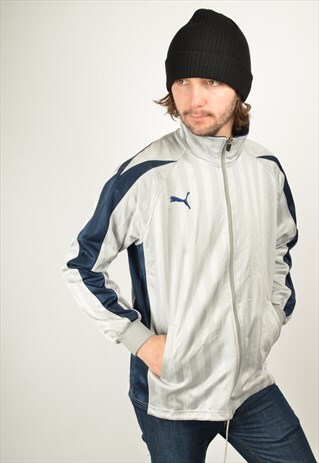 VINTAGE PUMA TRACK JACKET IN SILVER