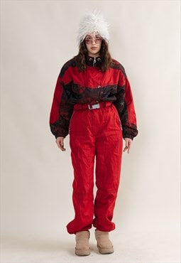 Vintage 90s Hibernia Red Ski Suit, Unisex Snow Suit L/XL