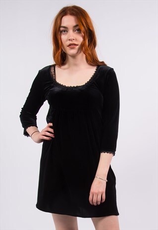VINTAGE 90'S BLACK VELVET DRESS