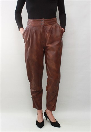 VINTAGE 80' AMAZING BEAUTIFUL HIGH WAIST LEATHER TROUSERS