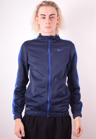 NIKE MENS VINTAGE TRACKSUIT TOP JACKET SMALL BLACK 90S
