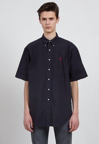 VINTAGE NAVY POLO RALPH LAUREN SHORT SLEEVE SHIRT
