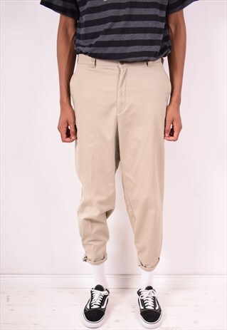 TOMMY HILFIGER MENS VINTAGE TROUSERS W32 L30 KHAKI 90S
