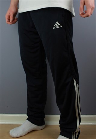 VINTAGE ADIDAS JOGGERS IN NAVY WITH EMBROIDERY
