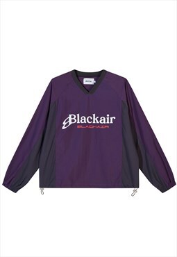Varsity sweatshirt American college jumper raglan top purple