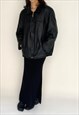 Vintage Black Boxy Leather Jacket