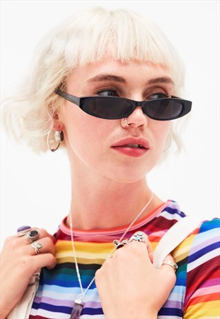 HARLEY - SKINNY FUTURISTIC BLACK SUNGLASSES