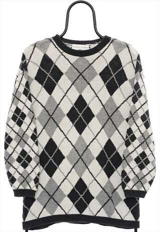 VINTAGE CASUAL CORNER CREAM ARGYLE JUMPER WOMENS