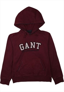 Vintage 90's GANT Hoodie Pullover Spellout Burgundy Red