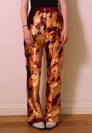 STUNNING VELVET TIE DYE EFFECT FESTIVAL PARTY GOA TROUSERS