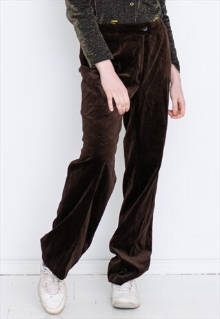 VINTAGE VELVET HIGH WAIST RETRO TROUSERS