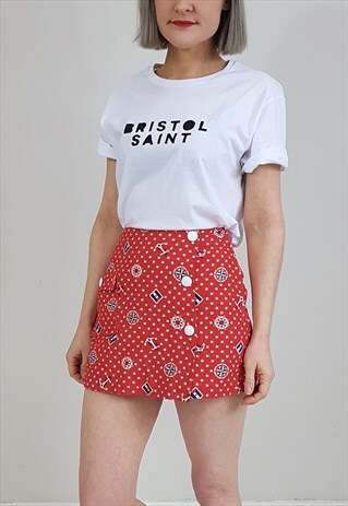 VINTAGE 60'S RED STAR SAILOR HIGH WAISTED SHORTS SKORT
