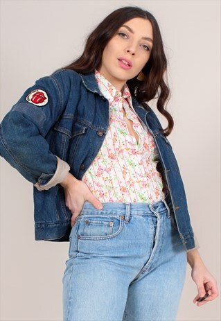 VINTAGE 90S DENIM TRUCKER JACKET WITH BORG LINING
