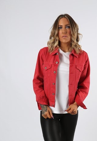 DENIM JACKET COLOURED VINTAGE UK 10 (2DA)